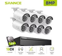 SANNCE 8CH 5MP con cable NVR POE sistema de cámaras de seguridad IP66 IR-CUT al aire libre CCTV Canera Video vigilancia Video grabadora Kit 4T