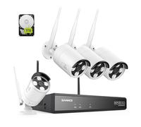 SANNCE - Cámara de vigilancia inalámbrica con grabación de Audio, 5 MP 10 CH Wireless NVR + 4 x 3 MP Wireless Outdoor überwachungskamera con 1TB HDD AI Human Detection IP66 estanco Compatible