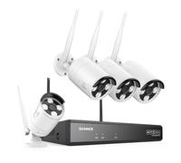 SANNCE Cámara de Vigilancia WiFi para Exteriores, 8 CH 1080P NVR con 4 Cámaras Inalámbricas WiFi de 3 MP, NVR, Visión Nocturna por Infrarrojos, IP66 Resistente a la Intemperie