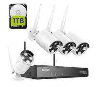SANNCE Cámara de Vigilancia WiFi para Exteriores, 8 CH con 4 Cámaras Inalámbricas WiFi de 2 MP, NVR, Visión Nocturna por Infrarrojos, IP66 Resistente a la Intemperie (1TB HDD)