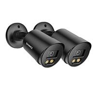 SANNCE Cámaras de seguridad 1080P TVI Color Night Vision para sistema de vigilancia CCTV analógico, IP66 resistente a la intemperie, 2 luces cálidas, cable BNC y adaptador incluidos, 2 kits de paquete