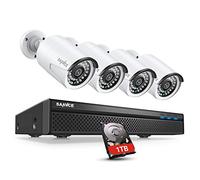 SANNCE Cámaras de Vigilancia PoE 5MP 8CH NVR, 4 Cámaras Exteriores de 1080P IP66 Impermeables, Detección de Movimiento, Compatible con Amazon Alexa-1TB Disco Duro