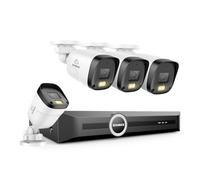 SANNCE Kit Camaras de Vigilancia PoE, 5MP Nvr 8ch 2K/3MP 4 Cámaras IP PoE Exterior/Interior sin Disco Duro con Leds IR Inteligentes, Detección de Movimiento, Visión Nocturna en Color de 65 Pies