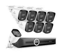 SANNCE Kit Camaras de Vigilancia PoE, 5MP Nvr 8ch 2K/3MP 8 Cámaras IP PoE Exterior/Interior sin Disco Duro con Leds IR Inteligentes, Detección de Movimiento, Visión Nocturna en Color de 65 Pies