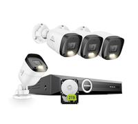 SANNCE Kit CCTV 4 Camaras PoE Exterior/Interior 5MP Nvr 8ch 2K/3MP Kit Camaras de Vigilancia con Disco Duro de 2TB Leds IR Inteligentes, Detección de Movimiento, Visión Nocturna en Color de 65 Pies
