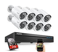 SANNCE Kit de Videovigilancia 5 MP NVR 8 Canales POE - 8 Cámaras de Vigilancia 2 MP, Grabador Cloud Storage, IP66, Visión Nocturna IR, 2TB HDD