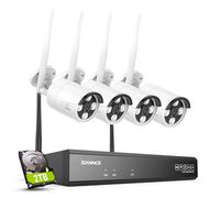 SANNCE Sistema de vigilancia inalámbrico, 16 Canales, CCTV, 4 cámaras 4K para Exterior, para hogar, con grabadora NVR, 8 MP, 16 Canales y Disco Duro de 2 TB