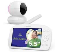 SANNCE Vigilabebés con cámara y luz nocturna - Pantalla 720P 5,5 pulgadas 1080P Baby Monitor 5000 mAh batería con alarma de temperatura, apagón, PTZ, visión nocturna por infrarrojos, recordatorio de