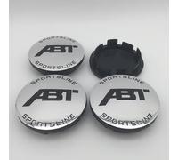 SANNITOU 4 Pack de Tapacubos para Ruedas de Coche para ABT 56MM 61MM 65MM,Tapacubos para Centros de Ruedas con Logo,Tapas para Llantas, Accesorios para Coche Impermeable Polvo,65MM-Silver