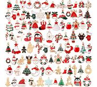 SANNIX 110 dijes esmaltados dorados de Navidad para hacer joyas, colgantes para pulseras, collares, aretes, suministros de manualidades