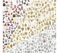 SANNIX 350 dijes de Halloween, varios dijes esmaltados mezclados a granel de oro antiguo y plata tibetana para pulseras, collares, aretes, suministros para hacer