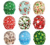 SANNIX 450 moldes para cupcakes de Navidad, Papá Noel, muñeco de nieve, árbol, para hornear, envoltorios de papel para magdalenas, para Navidad, fiesta de cumpleaños, suministros de decoración de