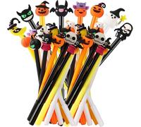 SANNIX 50 bolígrafos de tinta de gel con diseño de calabaza, fantasma, calavera, murciélago, para Halloween, regalos para niños, escuela, clase, fiesta de cumpleaños, regalos de Halloween