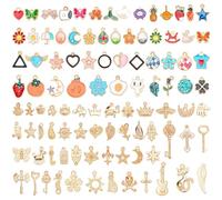 SANNIX Dije para hacer joyas, 100 unidades de abalorios surtidos para pulseras, collares, aretes, manualidades, 3.94 In, aleación, No es una piedra preciosa