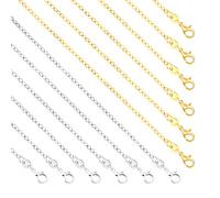 SANNIX Paquete de 50 cadenas de collar a granel para hacer joyas, plata y oro, 45,72 cm