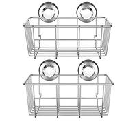 SANNO Cesta organizadora de ducha con ventosas superfuertes, organizador de baño, cesta de almacenamiento de cocina para soporte de gel, almacenamiento de baño, champú, acondicionador, 2 paquetes