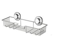 SANNO Estante de ducha con ventosa con ganchos organizadores de almacenamiento, sin daños, ventosa súper potente, estante de cesta de alambre inoxidable para accesorios de cocina y baño, acero