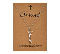 SANNYRA Collar de fe para mujer - Collar de cruz Grace Bestie Grace Hope para mujer - Colgante inspirador chapado en oro de 14 quilates para mujer, Acero inoxidable, No es una piedra preciosa