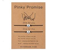 SANNYRA Pinky Promise - Pulsera para parejas, pulseras a juego con inicial, regalo para novio, 26 letras, pulsera de amistad para ella, 2 piezas de regalo para novio, Adjustable, Acero inoxidable, No