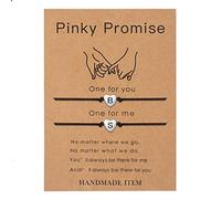 SANNYRA Pinky Promise - Pulsera para parejas, pulseras a juego con inicial, regalo para novio, 26 letras, pulsera de amistad para ella, 2 piezas de regalo para novio, 25,4 cm, Acero inoxidable, No es
