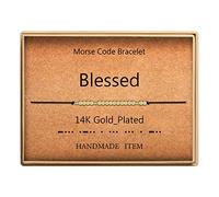 SANNYRA Pulsera ajustable con código morse, mensaje secreto, joyería de moda para mujer, cuentas chapadas en oro de 14 quilates en cordón de seda, regalo de amistad para ella, 16cm-28cm/6.3inch-11inch