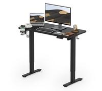 SANODESK 110x54cm Escritorio de Elevable Eléctrico con UN Tablero Entero Mesa de elevable Standing Desk Escritorio en Altura Mesa Escritorio con Gancho, Función de Memoria para Oficina y Hogar-Negro