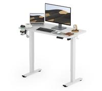 SANODESK 110x54cm Escritorio de Elevable Eléctrico con UN Tablero Entero Mesa de elevable Standing Desk Escritorio en Altura Mesa Escritorio con Gancho, Función de Memoria para Oficina y Hogar-Blanco