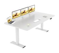 SANODESK 180 x 80 cm Escritorio Elevable Eléctrico con 2 Motores, Mesa de Oficina Ajustable en Altura 72-121 cm, Sistema Anti-Colisión, Mesa con función de Memoria, Blanco