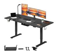 SANODESK Escritorio Elevable 180x80 cm, Altura Regulable con Control Digital y Memoria, Sistema Anticolisión, Mesa Escritorio Elevable Silenciosa para Oficina y Hogar, Negro
