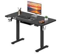 SANODESK Escritorio Elevable Eléctrico 110x54cm con Tablero Completo, Mesa Ajustable en Altura con Sistema Anticolisión, Función de Memoria de 4 Alturas con Gancho y Caja de Almacenamiento, Negro
