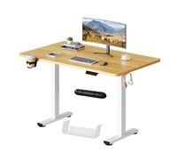 SANODESK Escritorio Elevable Eléctrico 110x54cm con Tablero Entero(con Gancho/Portabotellas), Standing Desk, Escritorio Ajustable en Altura con Tablero, Función de Memoria, para Trabajo/Hogar(Arce)