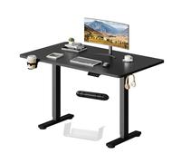 SANODESK Escritorio Elevable Eléctrico 110x54cm con Tablero Entero(con Gancho/Portabotellas), Standing Desk, Escritorio Ajustable en Altura con Tablero, Función de Memoria, para Trabajo/Hogar(Negro)