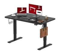 SANODESK Escritorio Elevable Eléctrico 140x60cm, Mesa Ajustable en Altura con Sistema Anticolisión, Función de Memoria de 4 Alturas con Gancho y Caja de Almacenamiento, Negro