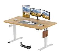 SANODESK Escritorio Elevable Eléctrico 180cm, Regulable en Altura con Memoria, Estable y Silencioso, Soporte hasta 100 kg, con Gancho y Portabotella, Oficina y Hogar (Arce)