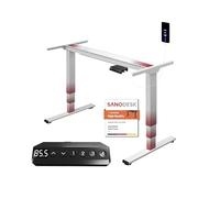 SANODESK Escritorio Elevable Eléctrico con Ajuste de Altura, Mesa de Pie Regulable, Función Anticolisión, 2 Motores, Altura 60-125CM, Telescópico 110-168CM, Carga 120KG-Blanco