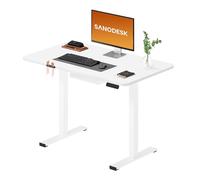 SANODESK Escritorio Elevable Eléctrico con Tablero Entero de Una Pieza 100x60 cm, Regulable en Altura con Memoria, Estable, Silencioso y Anticolisión, Ideal Teletrabajo y Oficina en Casa (Blanco)