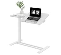 SANODESK Mesa Auxiliar Semi-Reversible con Ruedas,Escritorio Regulable en Altura 65-105 cm, Carga de 70 kg, 80 x 40 cm, para Ordenador Portátil, Dormitorio, salón o sofá, Blanco