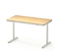 SANODESK Prime Escritorio Elevable con Tablero de Bambú Entero, Carga Inalámbrica, Cajón y Gestión de Cables, Eléctrico Doble Motor 3 Columnas, 140 x 70 cm (Arce)
