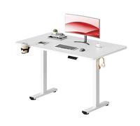 SANODESK QS Escritorio Elevable Eléctrico 110x54 cm con Control Digital, Memoria, Portavasos, 2 Ganchos y Organizador de Cables, para Oficina y Hogar - Blanco
