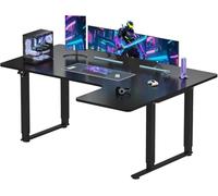 SANODESK QS-Gaming Escritorio Elevable Eléctrico 180x110 cm, 4 Patas con 2 Motores, Altura Ajustable, Memoria, hasta 80 kg, Mesa Gaming Robusta y Estable, Color Negro