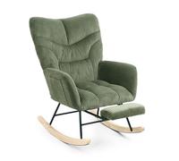 SANODESK Silla Mecedora Moderna y Cómoda, Mecedora con Reposapiés Retráctil, Bolsillo Lateral, hasta 120 kg, Verde
