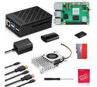 SANOOV Raspberry Pi 5 16GB Kit 64GB Edition con Active Cooler, Pi 5 16GB Board, 64GB Kartenlector Kit, Pi 5 ABS Gehäuse Dual 4K HD Out Kabel 27W 5.1V5A USB-C Netzteil Schraubendreher und Garantiekart