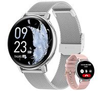 Sanorum Reloj Inteligente Mujer, 1.39'' Smartwatch Mujer con Llamadas, Función Femenina, 120+ Modos Deportivos, 24H Pulsometro SpO2, Monitor de Sueño, Podómetro, Smartwatch para iOS Android Plata