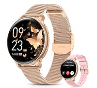 Sanorum Reloj Inteligente Mujer con Llamadas, 1.27'' Smartwatch Mujer Función Femenina, 120+ Modos Deportivos, 24H Pulsometro, SpO2, Monitor de Sueño, Podómetro, Calorías, IP68 iOS Android Oro Rosa