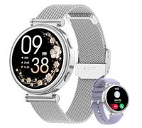 Sanorum Reloj Inteligente Mujer con Llamadas 5.3, 1.27" Pantalla Táctil Smartwatch con 24H Pulsometro/Sueño, Función Femenina 120+ Modos Deportivos, IP68 Calorías Podómetro, Android iOS, Plata