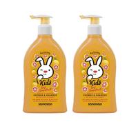 sanosan 2 x 2 en 1 ducha y champú pomelo para niños y bebés, 400 ml, gel de ducha para niños y champú para niños con extracto de oliva orgánico y proteína de leche, champú para niños, baño infantil