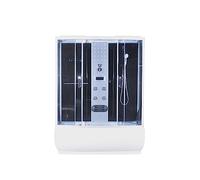 SANOTECHNIK Cabina de ducha completa NEVADA 87 × 154 × 225 cm - Ducha completa todo en uno | 5 mm ESG, generador de vapor, 8 chorros de masaje, ducha LED, radio táctil, bandeja de asiento 48 cm, PR150