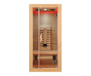 SANOTECHNIK Cabina de infrarrojos MALMÖ 1 - 1 persona sauna de infrarrojos 90 × 90 × 190 cm | 4 focos de espectro completo + placa calefactora de carbono, luz LED de color, Bluetooth MP3, 8 mm vidrio
