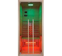 SANOTECHNIK Cabina de infrarrojos RUBY 1 - 1 persona sauna de infrarrojos 90 × 100 × 195 cm | 4 focos de espectro completo (1550 W), luz LED, Bluetooth, MP3, cristal de seguridad ESG de 6 mm, pantalla