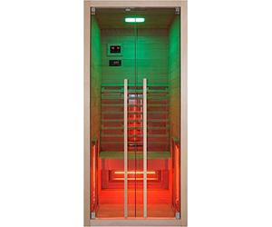 SANOTECHNIK Cabina de infrarrojos RUBY 1 - 1 persona sauna de infrarrojos 90 × 100 × 195 cm | 4 focos de espectro completo (1550 W), luz LED, Bluetooth, MP3, cristal de seguridad ESG de 6 mm, pantalla